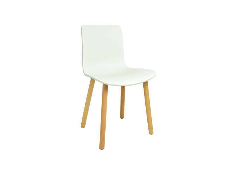 Krzesło dro białe plastikowe na drewnianych nogach