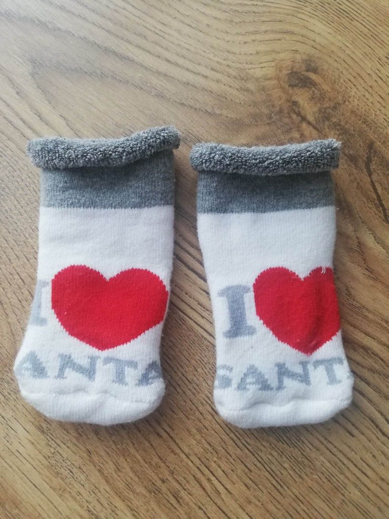 Piękne skarpetki niemowlęce świąteczne antypoślizgowe ABS I love Santa