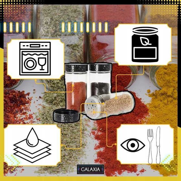 STOJAK NA PRZYPRAWY Pojemniki 20 szt Słoiczki Słoiki + NAKLEJKI