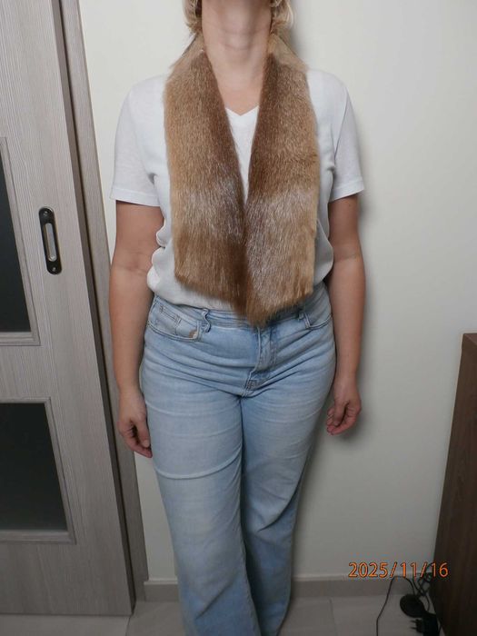 Zimowy szal z naturalnego futra nutri, długość 112 cm.