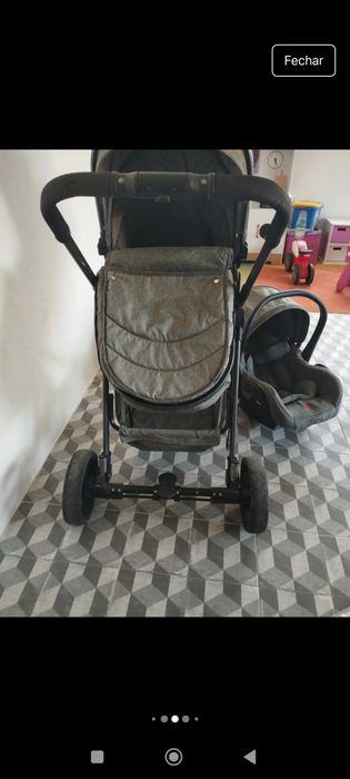 Carro de bebe com ovo e acessórios