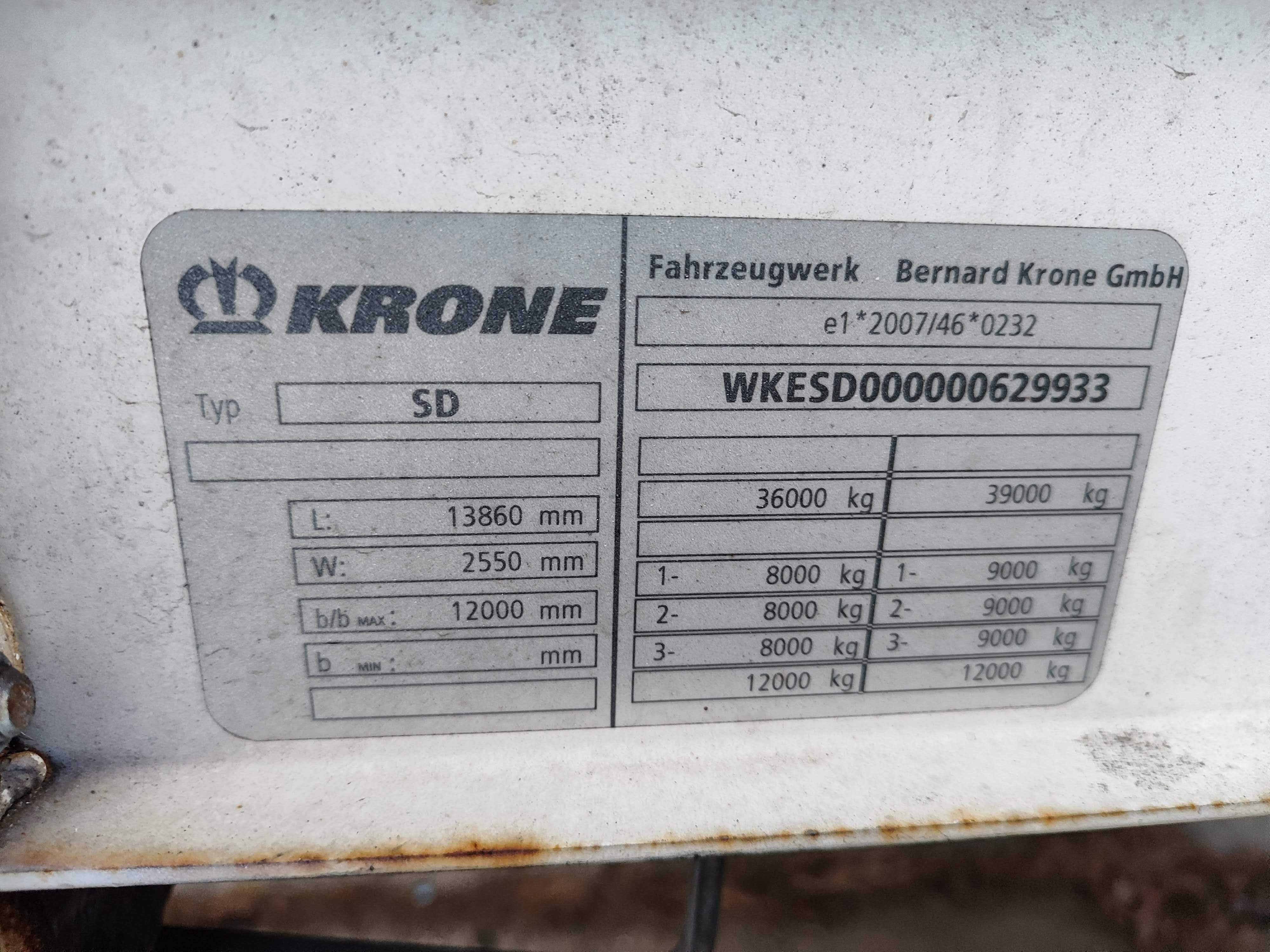 Plandeka do naczepy Krone SD