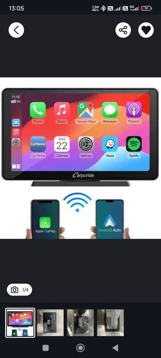 Carpuride Carplay 7 cali Apple Carplay i Android Auto