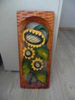 obraz drewniany słoneczniki