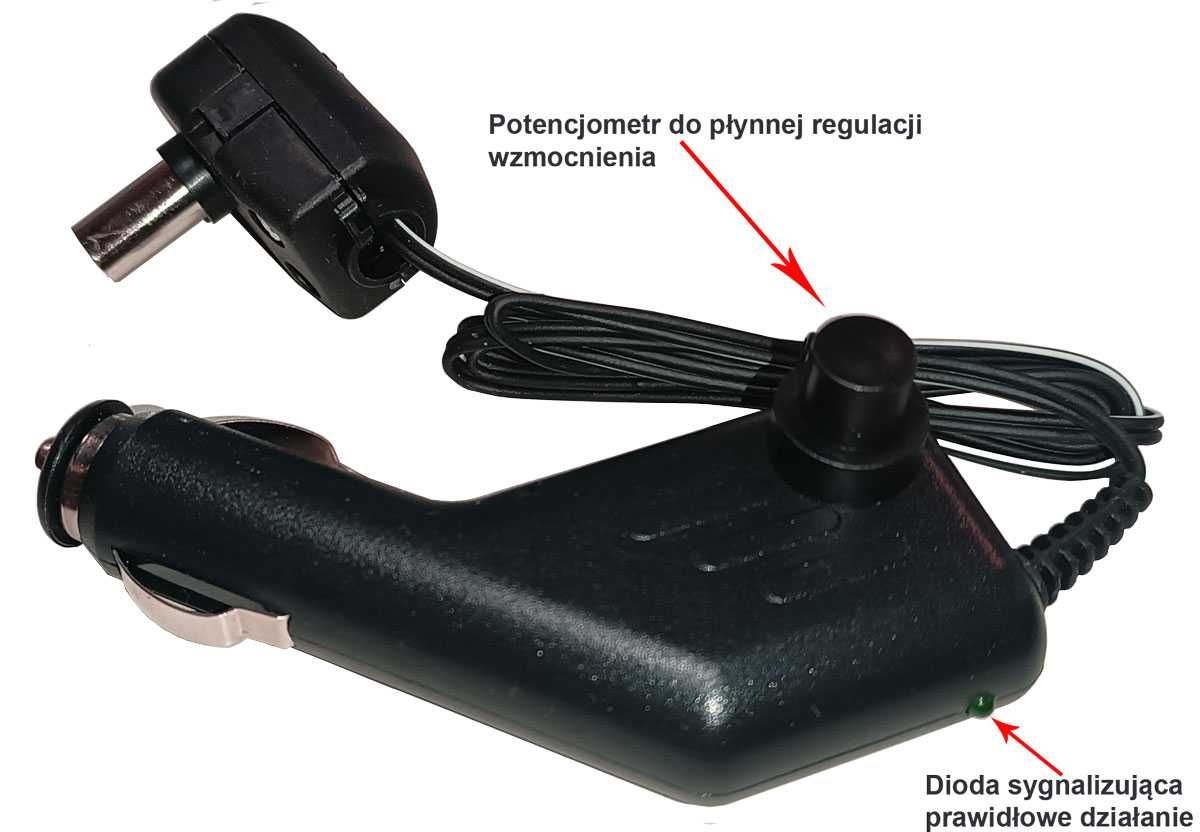 Zasilacz antenowy samochodowy regulowany telewizyjny TV 12V / 24V Apl