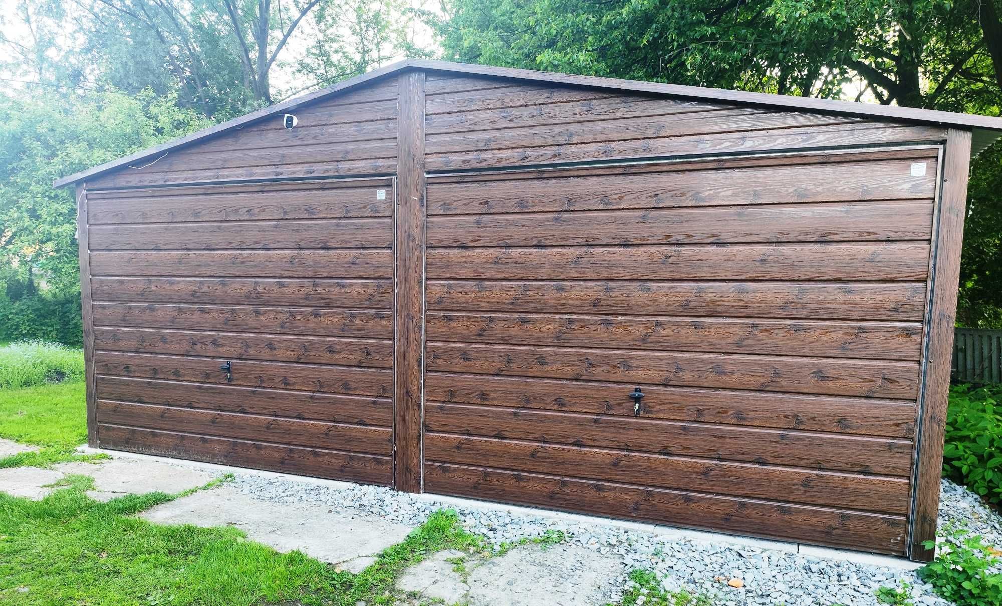 Promocja! Garaż Blaszany 6x5 Grafit + Orzech