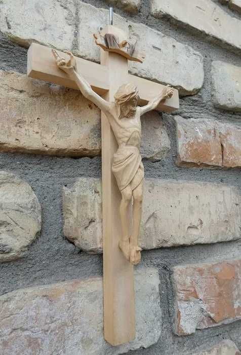 Wiszący Krzyż krucyfiks JEZUS pasyjka drewno 26,2 cm