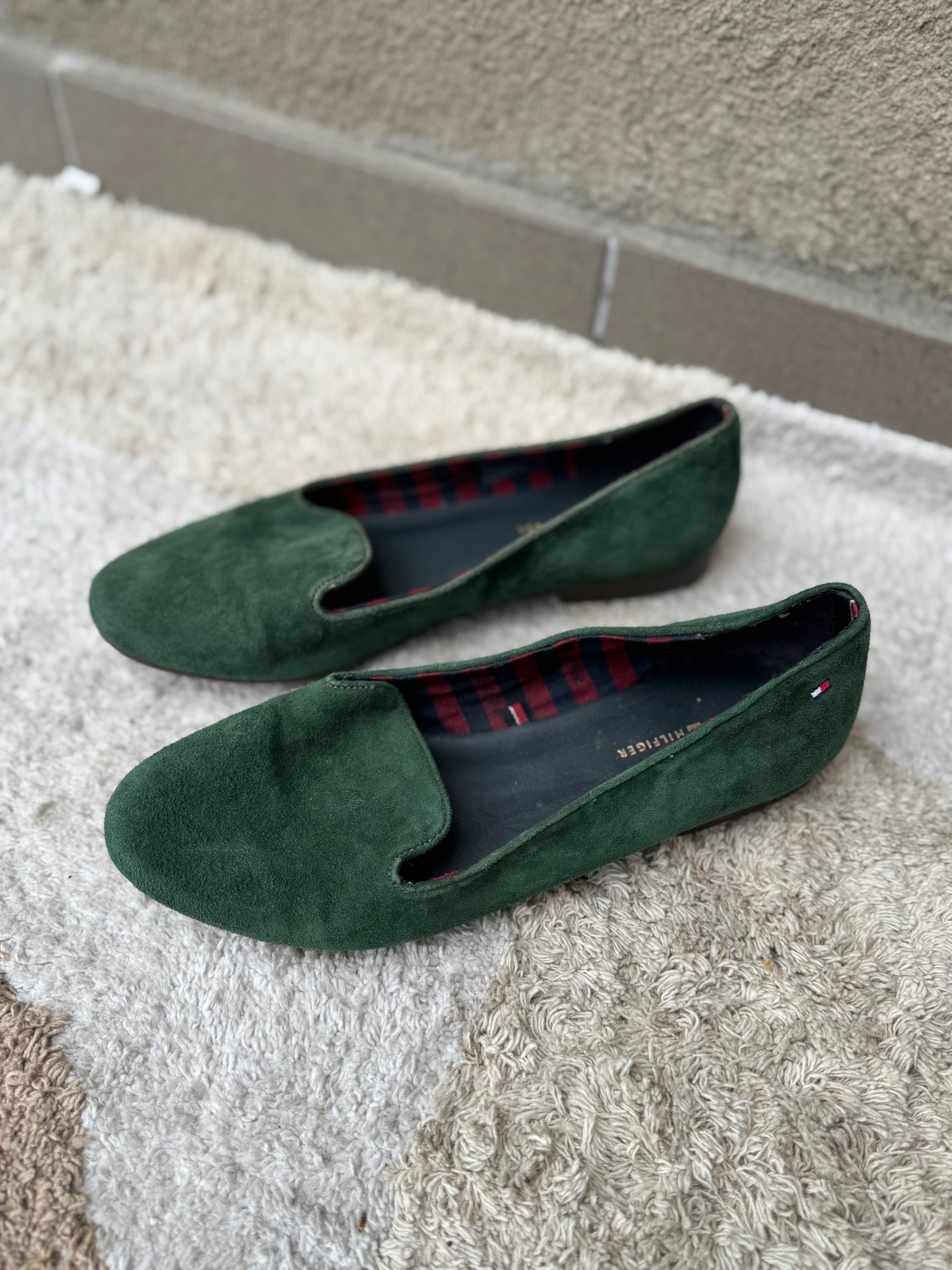 Lordsy zielone baleriny Tommy Hilfiger