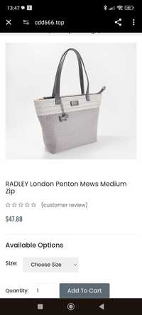 Torebka szara RADLEY London Penton Mews Medium Zip