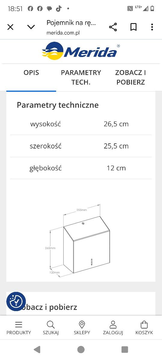 Pojemnik dozownik na ręczniki pojedyncze MERIDA STELLA MAXI, stal ma