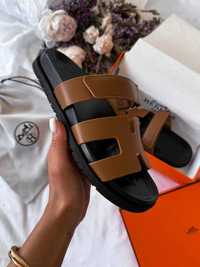 Жіночі сандалі Hermes Chyrpe Sandals Premium коричневий #h02 НОВИЗНА