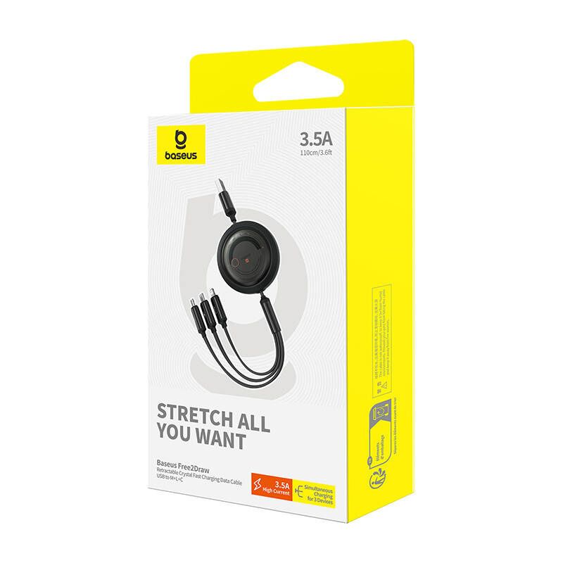 Kabel USB 3w1 Baseus Free2Draw USB do micro USB+Lightning+USB-C, 3.5A