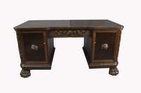 Neorenesansowe biurko na lwich łapach / dwustronne / antyk