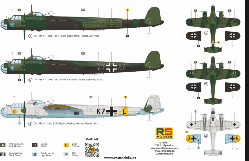 RS MODELS 92275 samolot DORNIER DO 17P "OSTFRONT" model 1/72