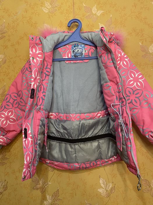 Зимовий термокомплект для дівчинки куртка і комбінезон 116 122