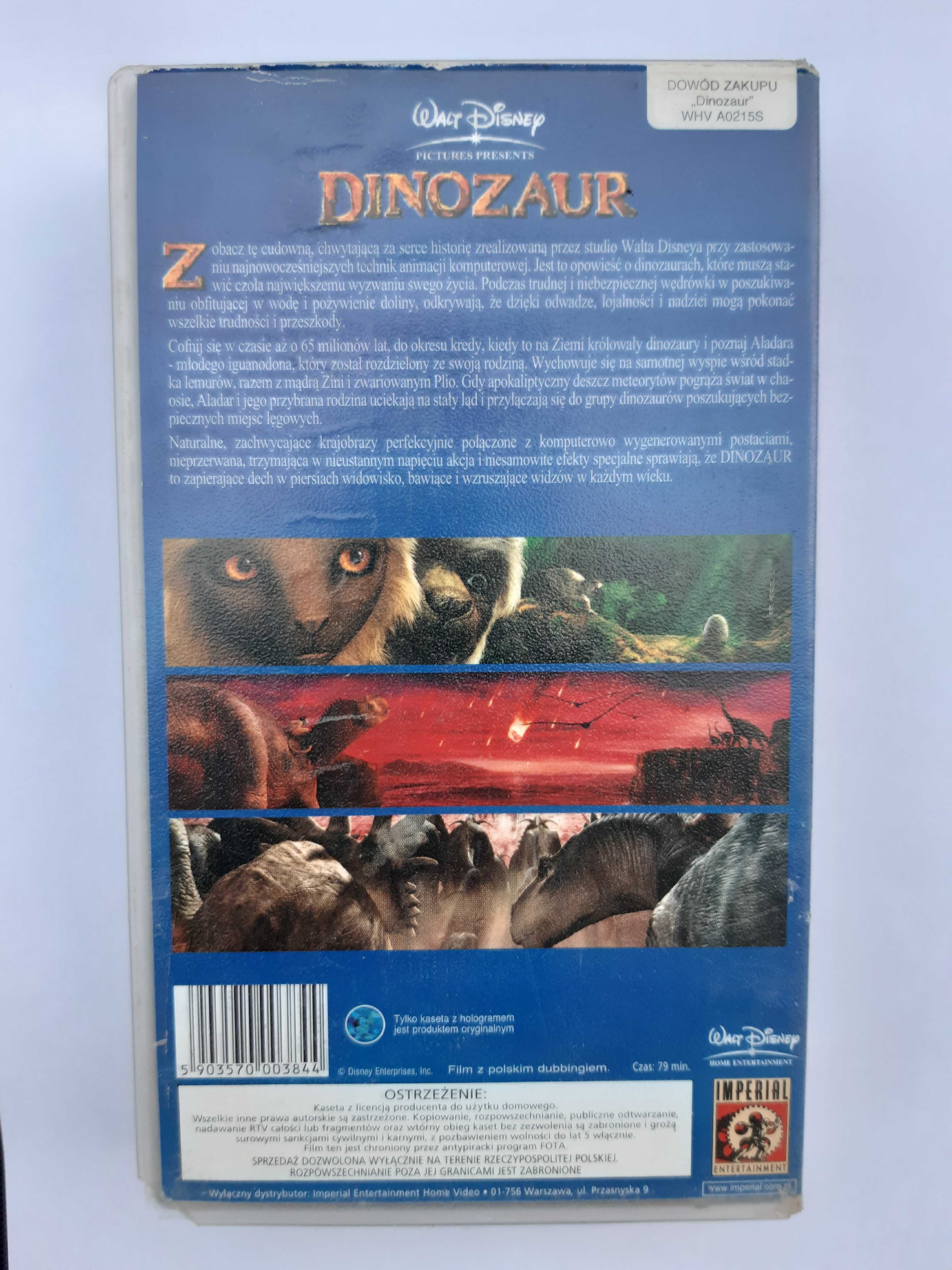 Dinozaur. Kaseta VHS. Bezpieczna wysyłka.