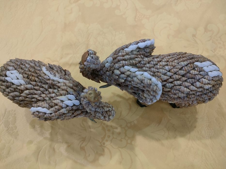 Elefantes de conchinhas, NOVO, artesanato, Um par.