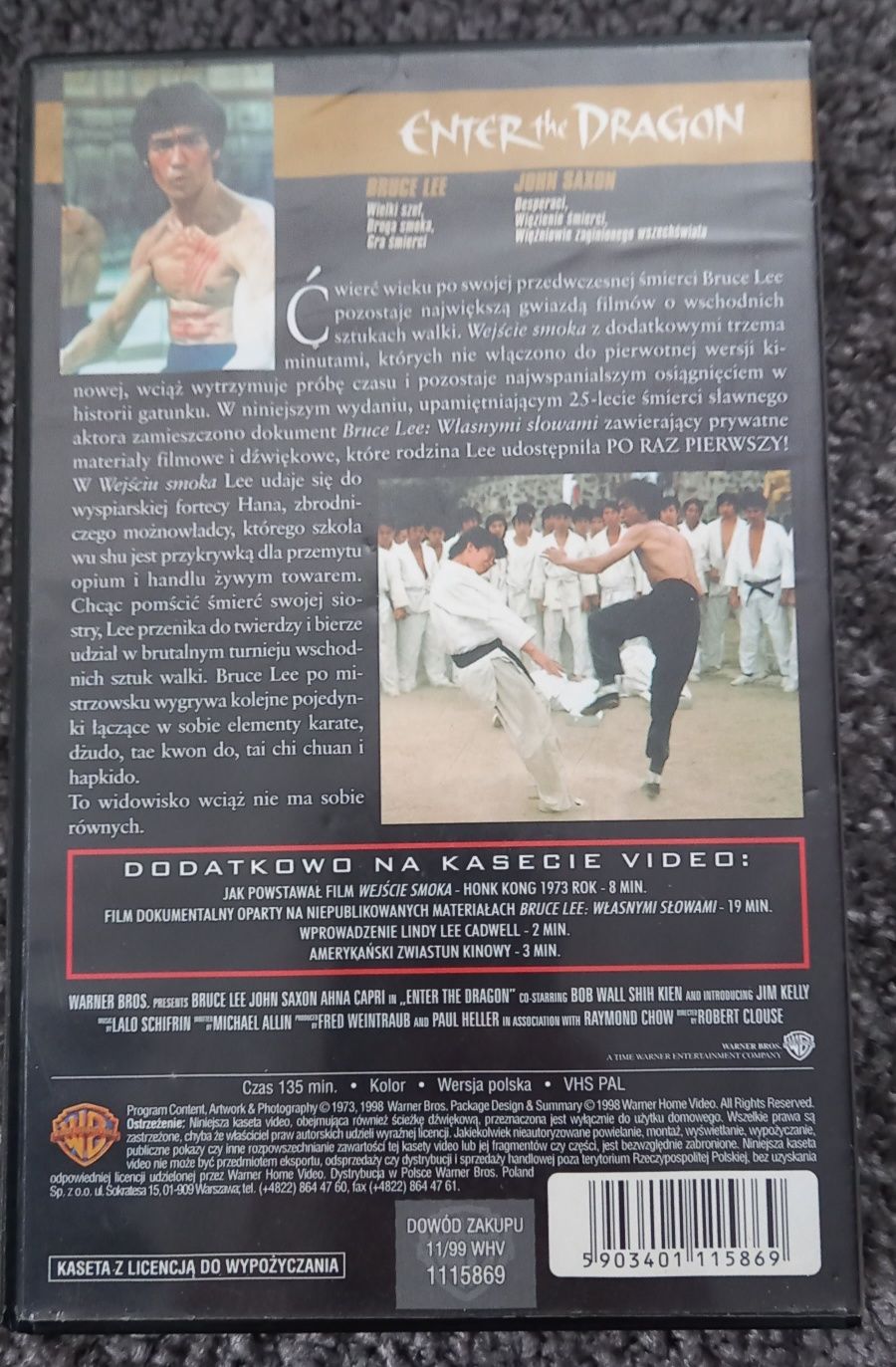 Wejście Smoka VHS Bruce Lee Unikat PL