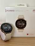 Smartwatch Huawei GT3 damski, złoty, skórzany pasek, 42 mm