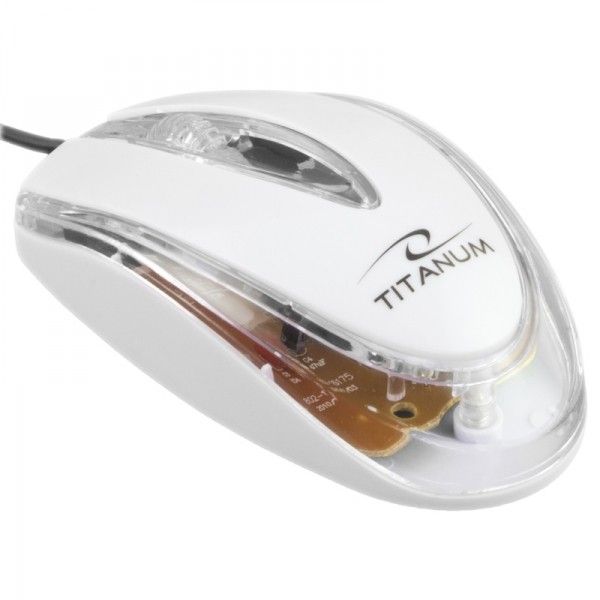 Mysz komputerowa TITANUM ELVER 3D optyczna przewodowa USB biała