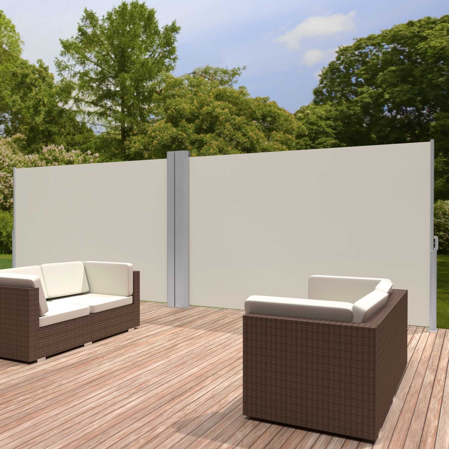 Podwójna markiza boczna beżowy lub szary 160 x 600 cm OUTLET
