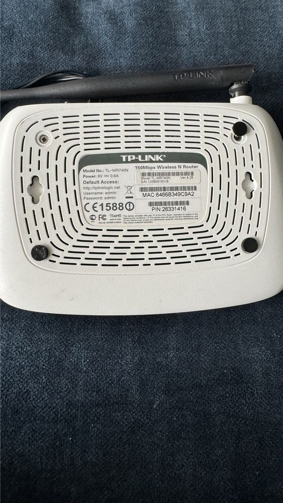 Router TP-Link TL-WR740N 802.11b, 802.11g, 802.11n (Wi-Fi 4)