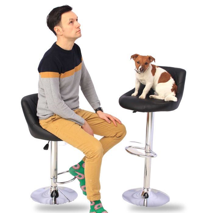 Hoker Krzesło Barowe Glamour Skóra Pikowany CZARNE tapiceroeane Fa VAT