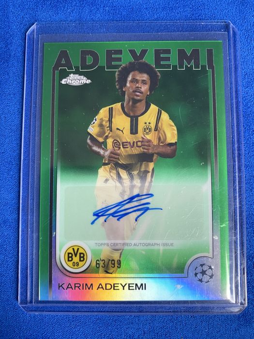 Carta Karim Adeyemi Auto /99 Green Refractor Chrome Borussia Dortmund
