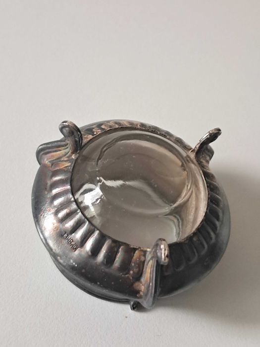 Solniczka ze szklanym wkładem ZSRR miedzionikiel