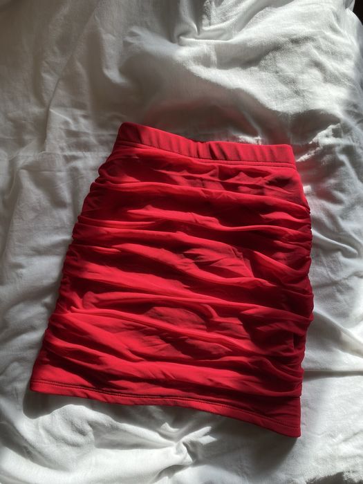 Юбка на флисе красная мини