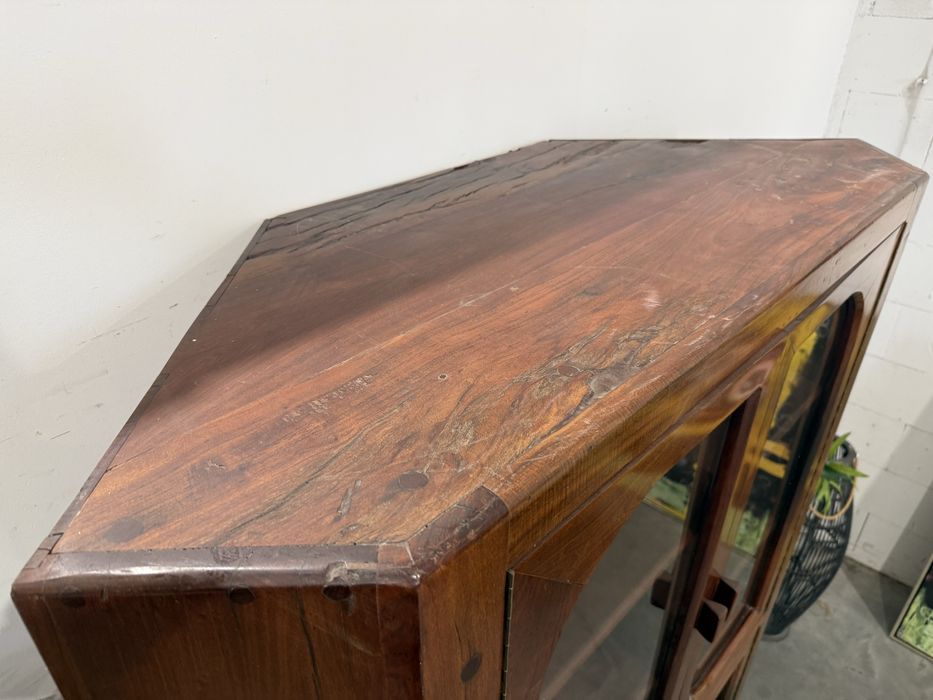 Piękna witryna narożna palisander lite drewno biblioteka dowóz wysyłka