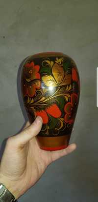 Расписная деревянная ваза