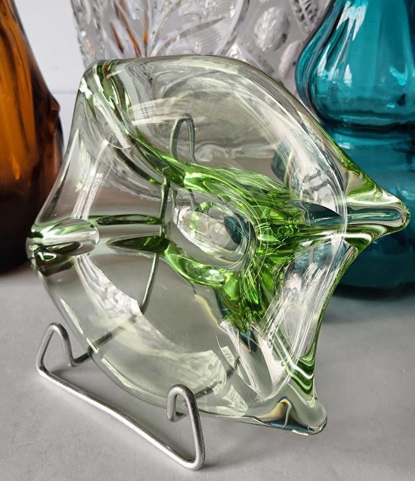 Piękne stare kolorowe szkło popielniczka  kolekcje