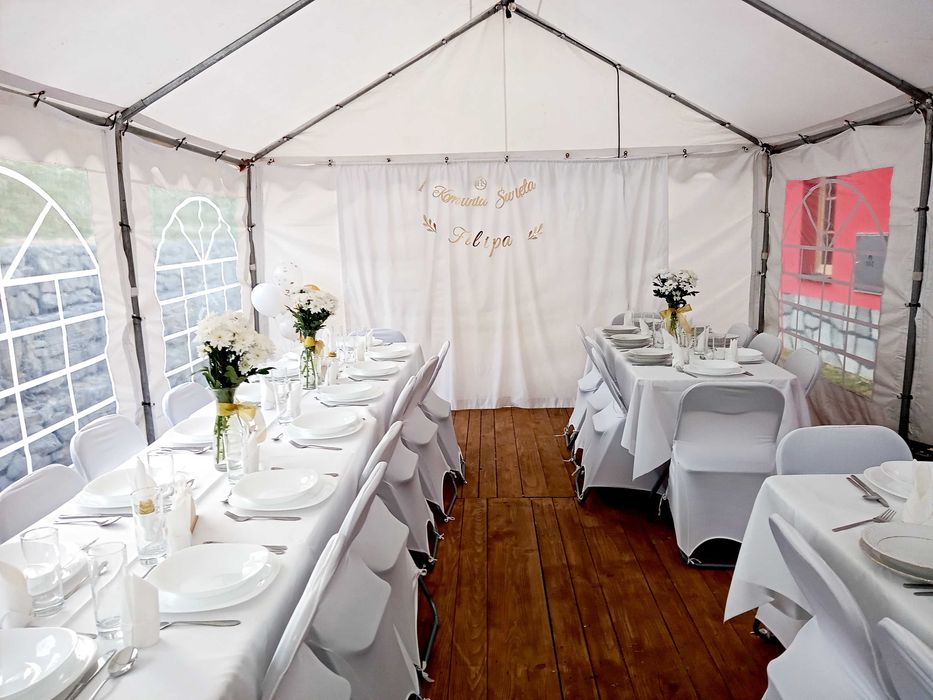 Wynajem namiotów na komunię, wesela. Drewniana podłoga - wolne terminy