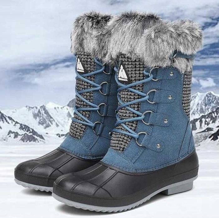 Buty zimowe damskie, wodoodporne, niebieskie, rozmiar 41