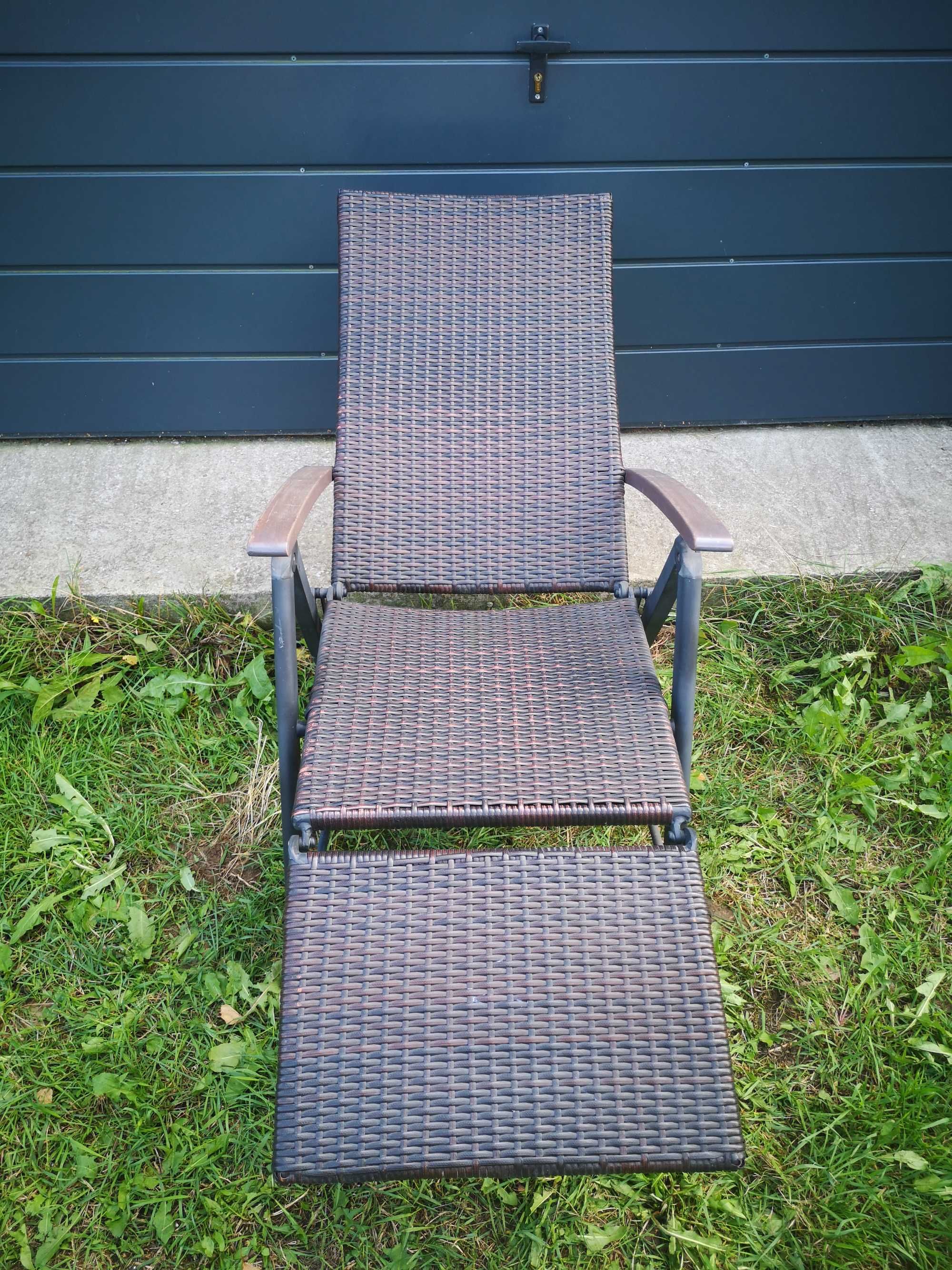 Rozkładane krzesło tarasowe, polirattan, brązowe