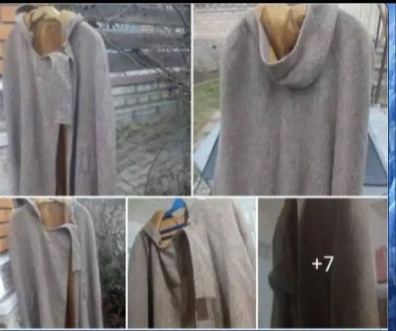 Пальто кейп з капюшоном,бавовна натуральна ,колір беж,без рукавів. Зар