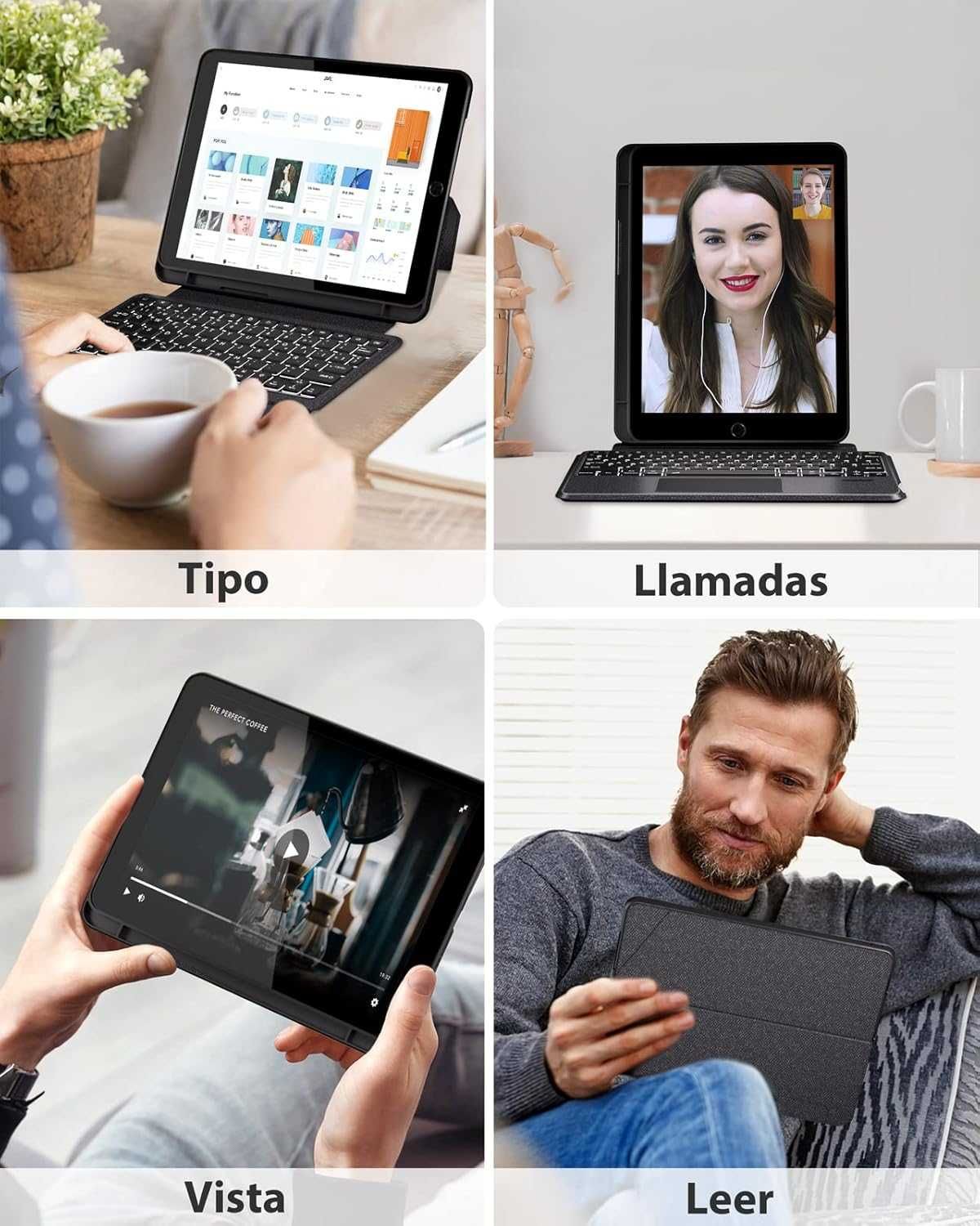 Doohoeek etui klawiatura LED RGB iPad 10.2" iPad 9/8/7 Air 3 Pro 10.5"