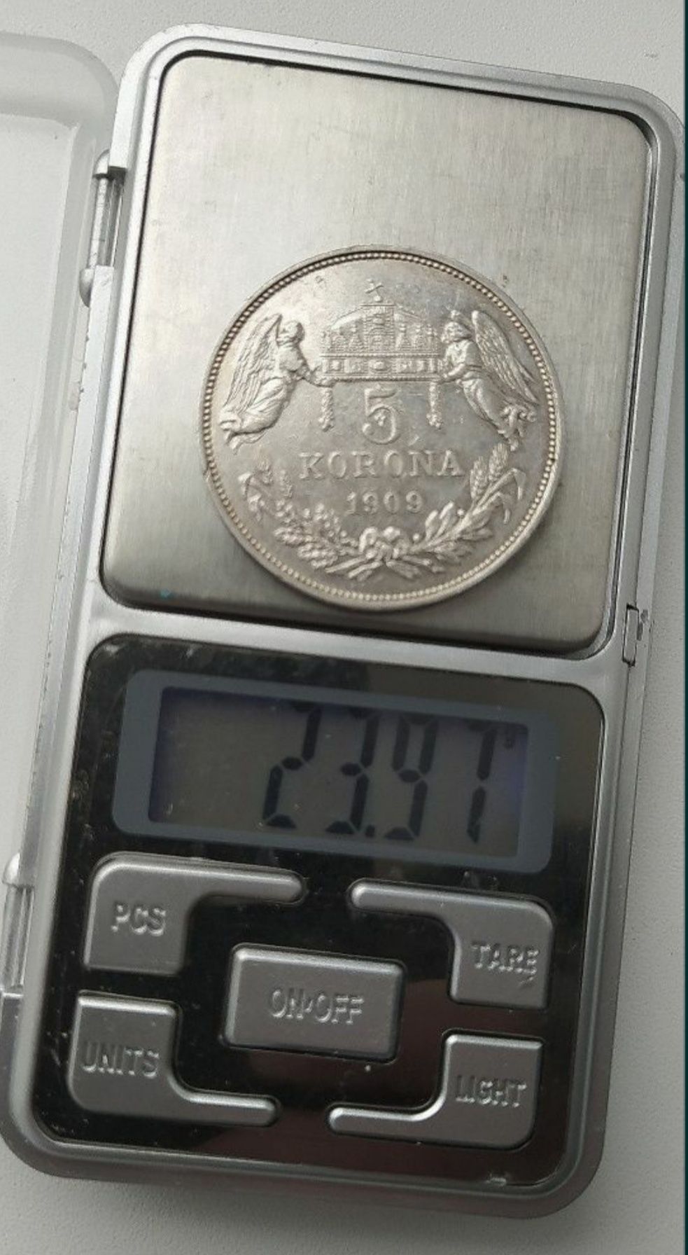 5  корон 1909 рік . Срібло .Угорський тип .