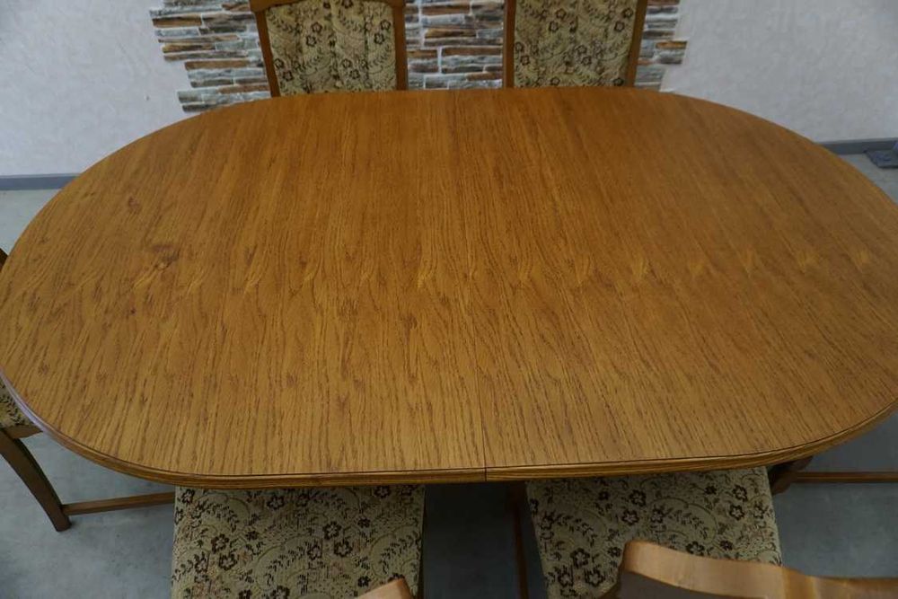 Stół Dębowy Rozkładany do 205 cm  + 6 Krzeseł do kompletu    L-194