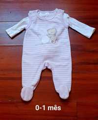 Conjunto jardineira + bodie 0-1 meses