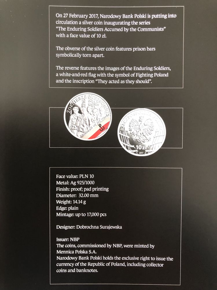 Folder do monet z serii - Wyklęci Żołnierze Niezłomni