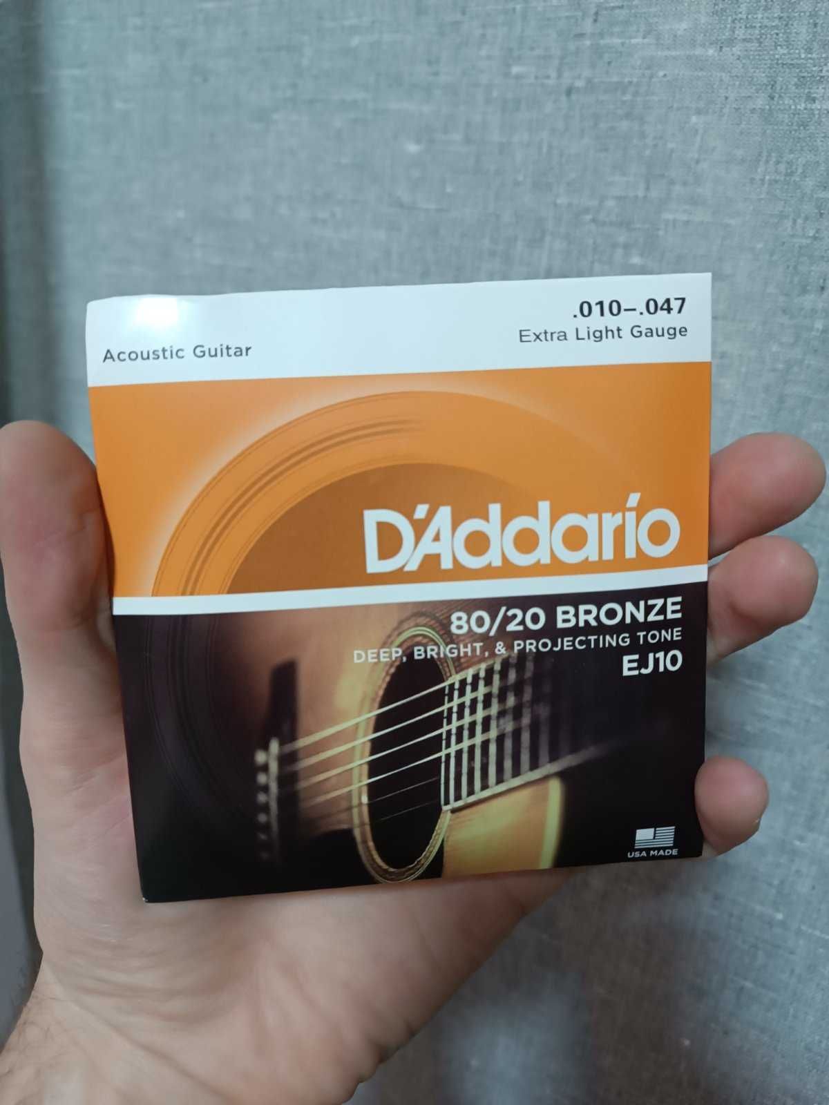 Струны для акустической гитары daddario 10-47 ej10 США оригинал