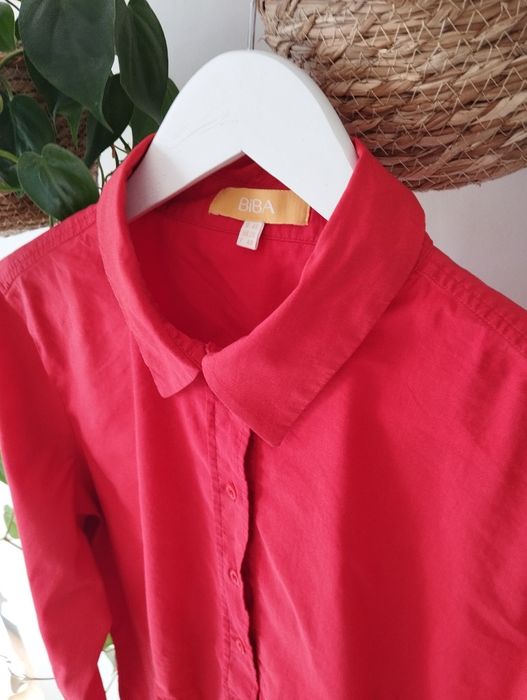 Koszula damska, taliowana, z bawełny, czerwona r.46 BIBA
