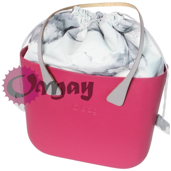 Szary organizer OBAG STANDARD worek welur pióra czarne 2kieszenie OMAY