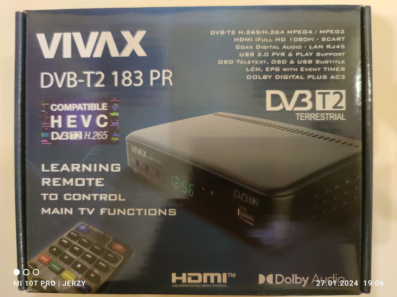DEKODER DVBT2 183 PR Vivax nowy, gotowy do podłączenia