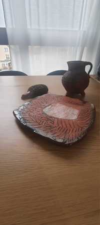 Kolekcja starej ceramiki dzbanek patera kafel fugurka