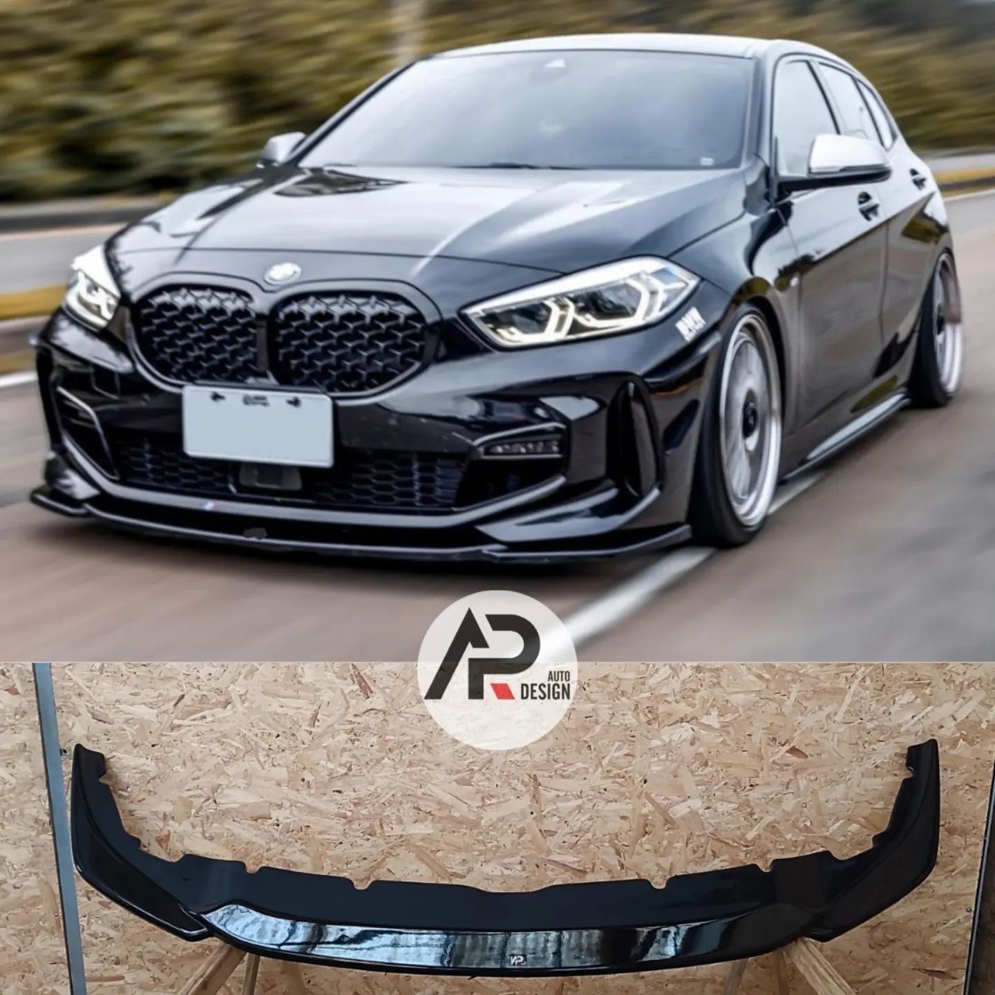 BMW F40 F44 Lip Lamina Spoiler Frontal Mperformance preto brilhante