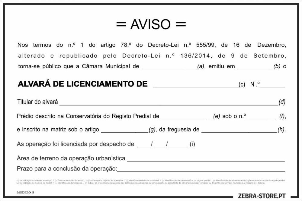 Placa / Cartaz Licenciamento / Alvará de Obras