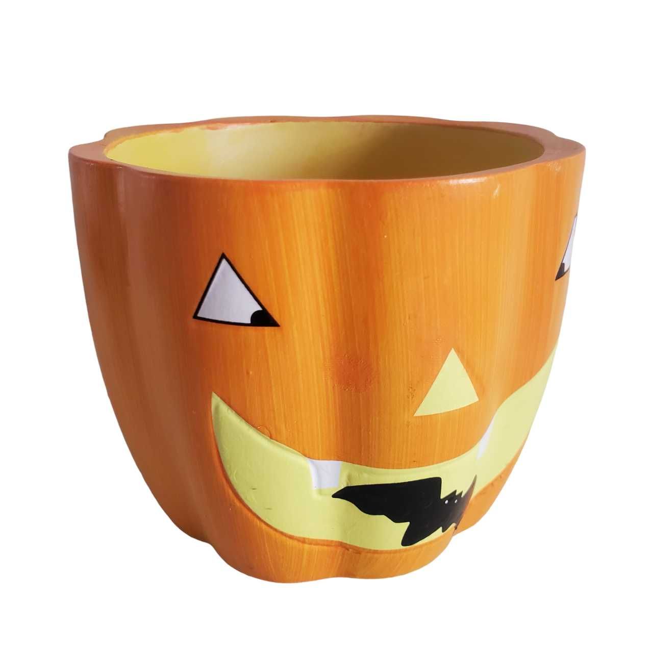 Doniczka, osłonka ceramiczna Halloween dynia wys.9 cm śr. 11 cm